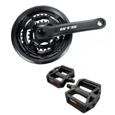 Pedivela Reduzido Aço 42d Eixo 34.7mm + Pedal Plataforma Rosca Grossa Bicicleta Aro 29 ou 26