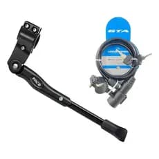 Descanso Pezinho Apoio Lateral Com Regulagem Para Bike Aro 29 + Cadeado Trava Tranca Com Chave