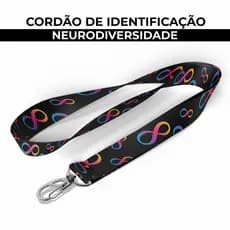 Cordão Identificação Neurodiversidade Preto Porta Crachá