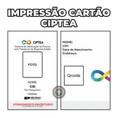Cartão CIPTEA Impresso no PVC Cordão Doenças Ocultas Girassol Porta Crachá Azul e Amarelo