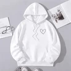 Moletom Blusa de frio Feminino Coração Inverno Agasalho Casaco Abrigo Canguru com Capuz e Bolso Oferta