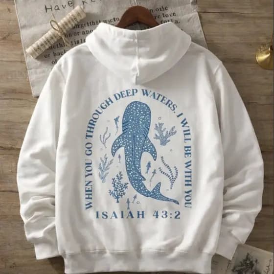 Moletom Fé Cristão Versículo Oceano Canguru Evangélico Blusa De Frio Baleia Bíblico gospel
