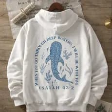 Moletom Fé Cristão Versículo Oceano Canguru Evangélico Blusa De Frio Baleia Bíblico gospel