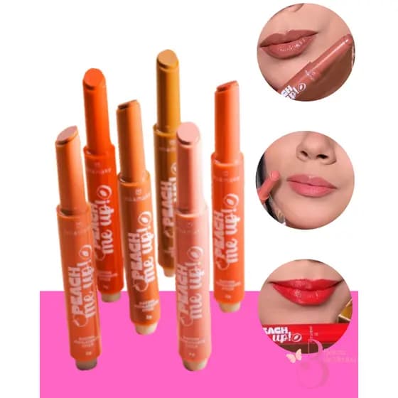 Batom Stick Hidratante Peach Me Up Mia Make - Batom Caneta 6 Tons Marrom|Rosa Queimado|Vermelho|Nude
