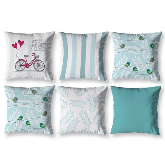 Kit 6 Capas de Almofada Sala Sofá Quarto 40cm x 40cm Decorativas Estampadas Digital Coloridas