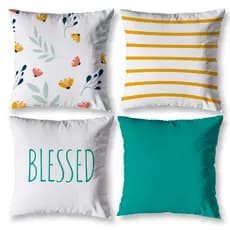 Kit 4 Almofadas Cheias 40cm x 40cm Capas Decorativas Estampadas Digital Com Refil Sala Quarto