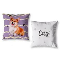Kit 2 Capa de Almofada 40cm x 40cm Pet Cachorros Estampadas Digital Coloridas Sala Sofá Quarto