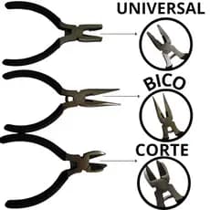 Jogo 3 Mini Alicates 4,5'' - Preta