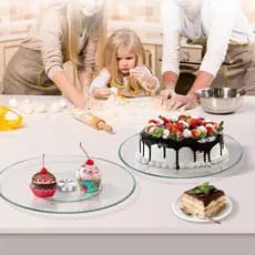 Prato Giratório Redondo Para Confeitagem Vidro 30cm