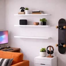 Kit Com 3 Prateleiras Com Suporte Invisível 60 x 15 Para Decoração Quarto Sala Cozinha Banheiro e Escritório