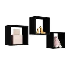 Kit 3 Nichos Mdf 15mm Preto TX Sala Quarta Banheiro Decoração