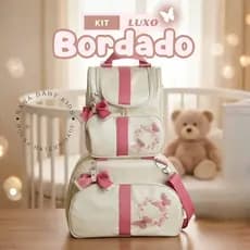 Kit Maternidade Luxo - Bordado Borboleta (menina) ou Bordado Safari (menino)