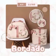 Bolsa Maternidade Menino e Menina  Kit 2 Peças  Luxo Mala e Mochila BORBOLETA 3D SAFARI TERMICA