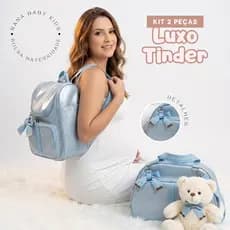kit Bolsa Maternidade Luxo tinder 2 Peças Mamãe Bebê Impermeável Masculina e Feminina