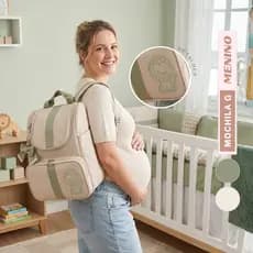 Mochila Maternidade G Verde Bebê Térmica Bordado Luxo Impermeável