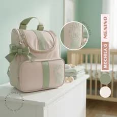 Mochila Maternidade G - Verde Bebê Luxo Bordada Térmica Impermeável