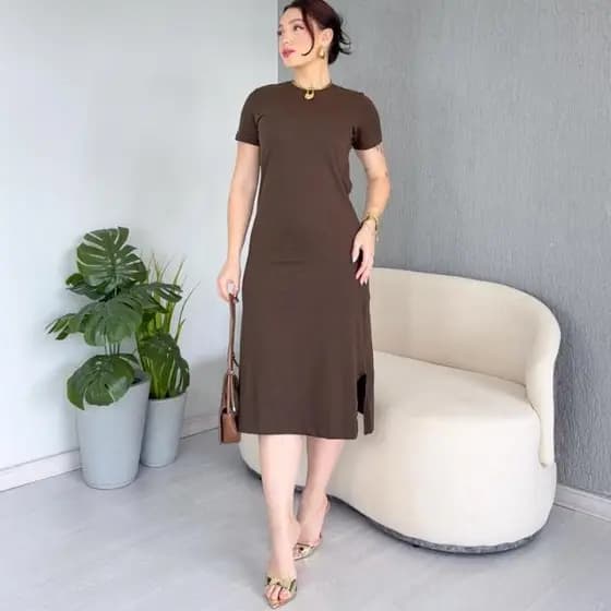 Vestido Midi Malha de 100% Algodão