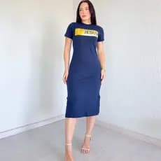 Vestido Midi Estampado Malha 100% Algodão