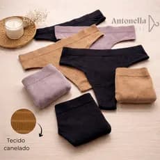 Kit Até 5 Calcinhas Fio Dental Ribana Canelada Feminina Sem Costura Premium Adulto