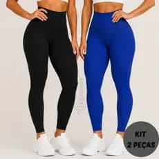 Kit 2 Calças Legging Canelada Premium Cintura Alta Sem Costura Feminina