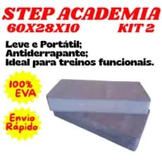 STEP DE  ACADEMIA  KIT 2 60X28X10 EVA FITNESS AERÓBICO CROSSFIT ESPORTE