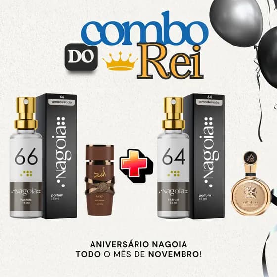 👑 Combo do Rei Nagoia – 2 Perfumes árabes 15 ml ( Asad, Club Nuit, Bourbon, Fakhar Extrait )
