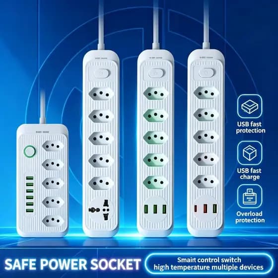 Filtro de Linha Extensão Elétrica com USB Múltiplas Tomadas Bivolt Proteção Segurança