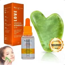Serum Facial Vitamina C ANTI IDADE Ácido Hialurônico + Gua Sha Medicina Chinesa Anti Idade