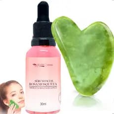 Sérum Facial Rosa Mosqueta  Anti Sinais + Gua Sha Medicina Chinesa Anti Idade Anti Rugas Skin Care