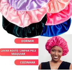 kit 5 Touca De Cetim Ajustável AntiFrizz Cacho Liso Trança Protege Cabelos Anti Queda Capacete FRIZZ
