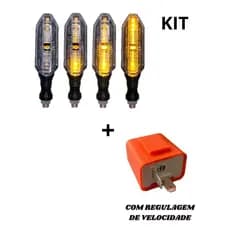 Kit 04 Piscas Moto Seta Led Sequencial Twister + RELE PISCA SETA LED 2 PINOS REGULAGEM DE VELOCIDADE