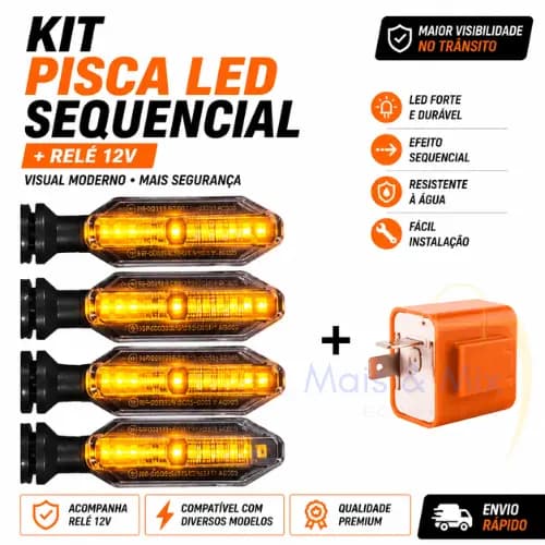 Kit Pisca LED Sequencial CB 250F Twister + Relé Titan Fan 160 150 125 2014 a 2024