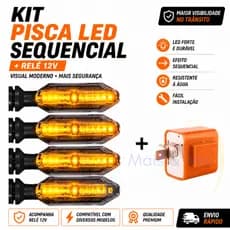Kit Pisca LED Sequencial CB 250F Twister + Relé Titan Fan 160 150 125 2014 a 2024