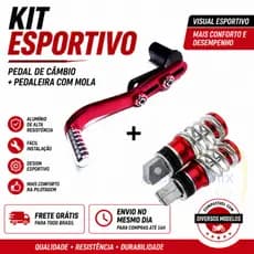 Kit Pedal Câmbio Esportivo + Pedaleira Mola Universal CG Fan Titan Bros YBR
