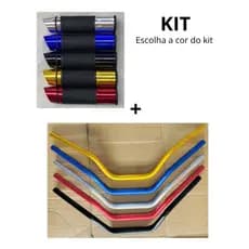 Kit Guidão Esportivo + Manopla Alumínio Universal Titan 160 Bros Xre Fazer Envio Hoje