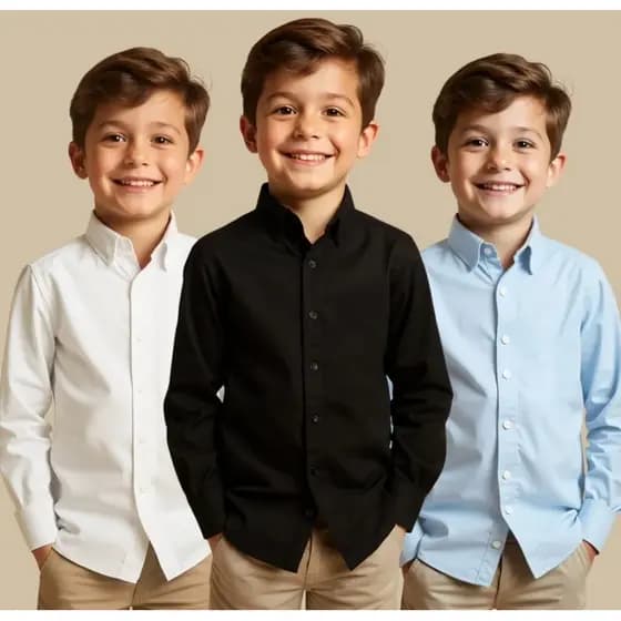 Camisa Infantil Premium Não Amarrota Passa Fácil Confortável