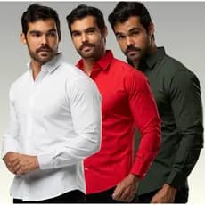 Camisa Social Masculina Manga Longa de Botão Lisa Slim Fit Blusa Gola Polo