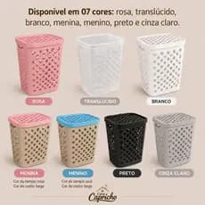 Cesto Telado 30 Litros com Tampa e Alça Cesto de Roupa Suja Banheiro Lavanderia - Usual Utilidades