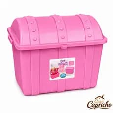 Baú de Brinquedos  43 Litros de Menina Com Tampa 52x37x31 Caixa Organizadora  - Usual