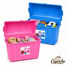 Kit 2 Caixas Organizadoras de Brinquedos Baú Infantil Rosa ou Azul 43 Litros 52x34x38 - Usual