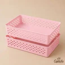 Kit 2 Cestos Organizadores Grande 34x26x6,5 Cestinho Gaveta Caixa Organizadora Multiuso Rattan