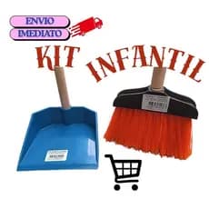 KIT VASSOURA E PÁ INFANTIL CORES VARIADAS
