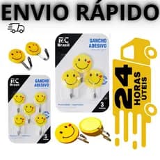 CABIDE/GANCHO DE METAL EMOTICONS AUTOADESIVO NA CARTELA