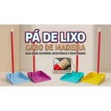 PÁ PLÁSTICA C/ CABO DE MADEIRA PREMIUM CORES VARIADAS