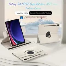 Capa  Para Samsung Tab S9FE/S10FE  Giratória 360° Couro Sintético - Sem Porta-caneta