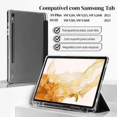 Capa Transparente Samsung Tablet A9plus/S9FE/S10FE  com Suporte para Caneta e Função Auto Despertar