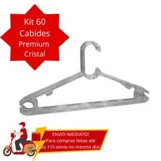 Kit 60 Cabides Adulto Premium Cristal Antideslizante Resistente