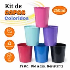 Kit 10 A 100 Copos Plastico 250ml Reutilizavel Ideal Para Festas e Eventos Versatil