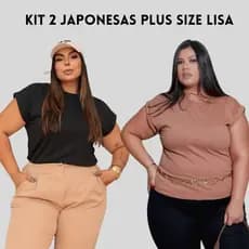 Kit 2 Blusas Feminina Manga Japonesa Plus Size Lisa Camiseta Básica 100% Algodão