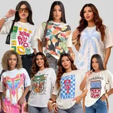 Kit 8 Blusas Max Sortidas 100% Algodão – Estampas Modernas e Caimento Soltinho